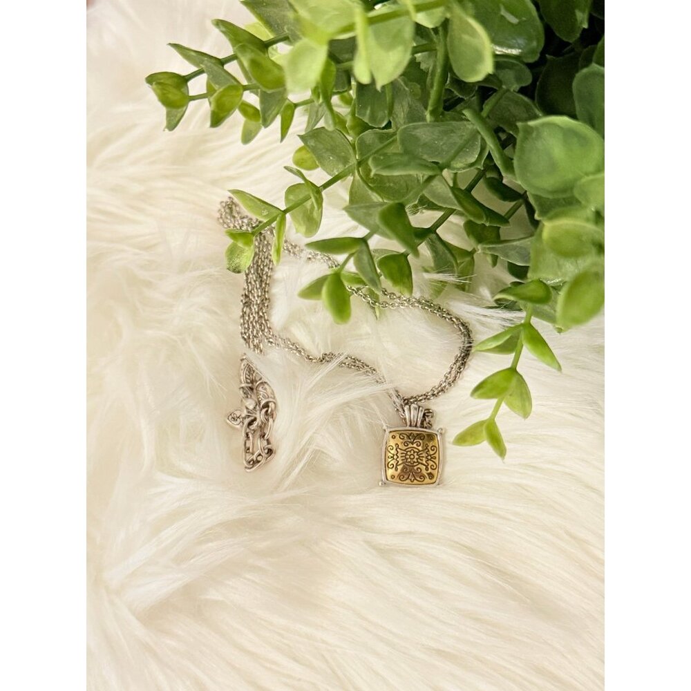 Brighton Multi Strand Two-Tone Square Necklace - Picture 6 of 8